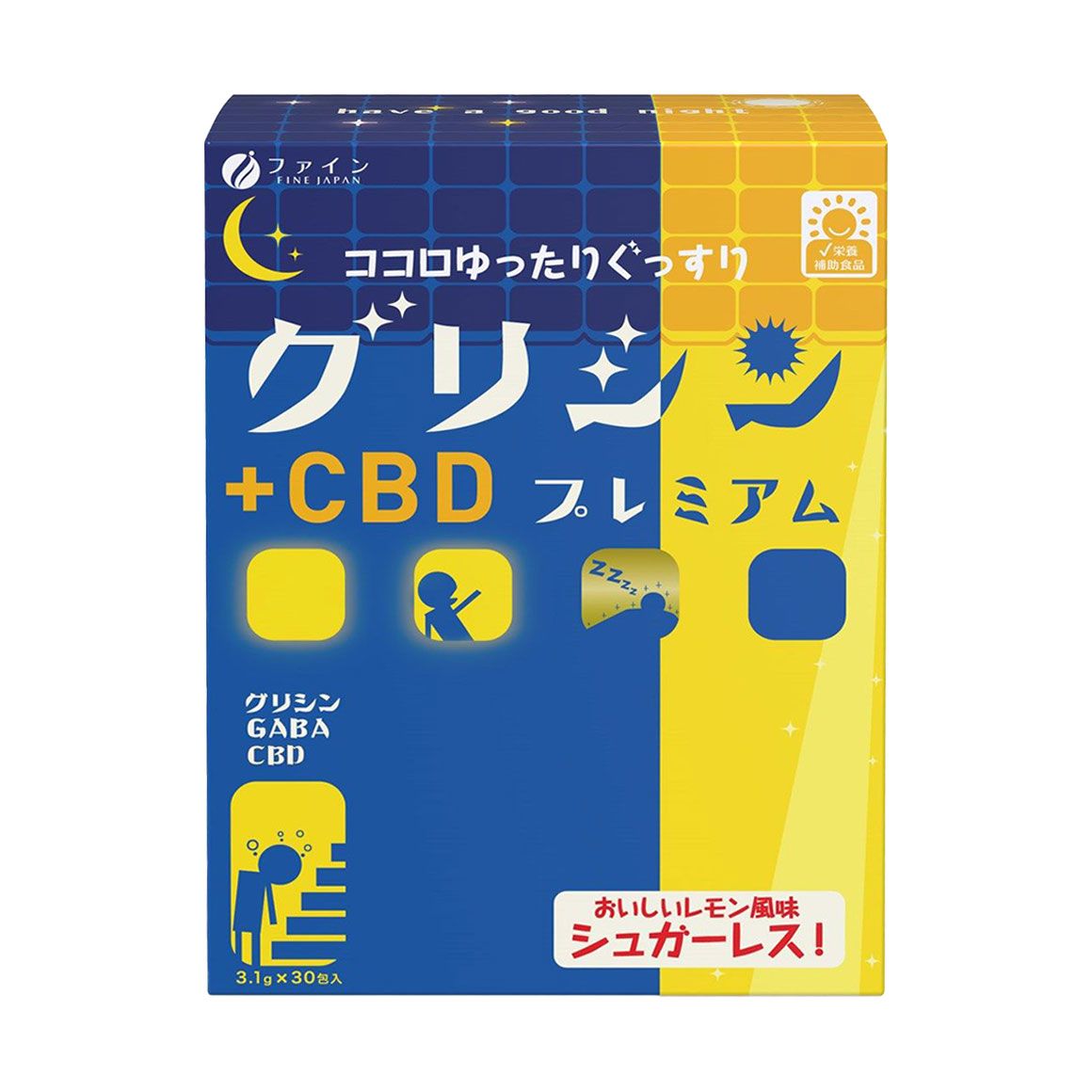 Гліцин, GABA та CBD Fine Japan Glycine+GABA+CBD, 30 стіків