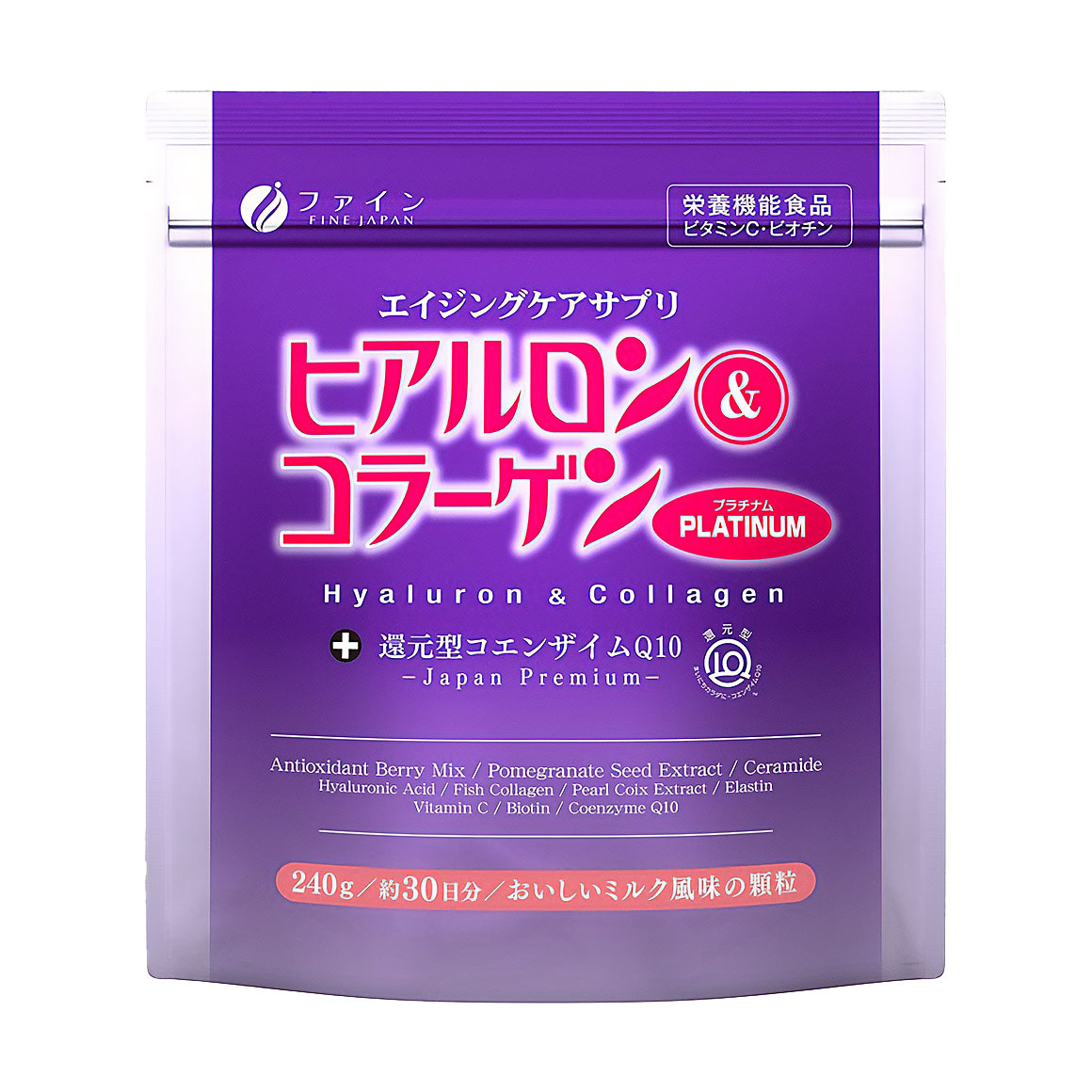 Морський колаген Fine Japan Hyaluron &amp; Collagen Platinum з екстрактом ягід, 240 г